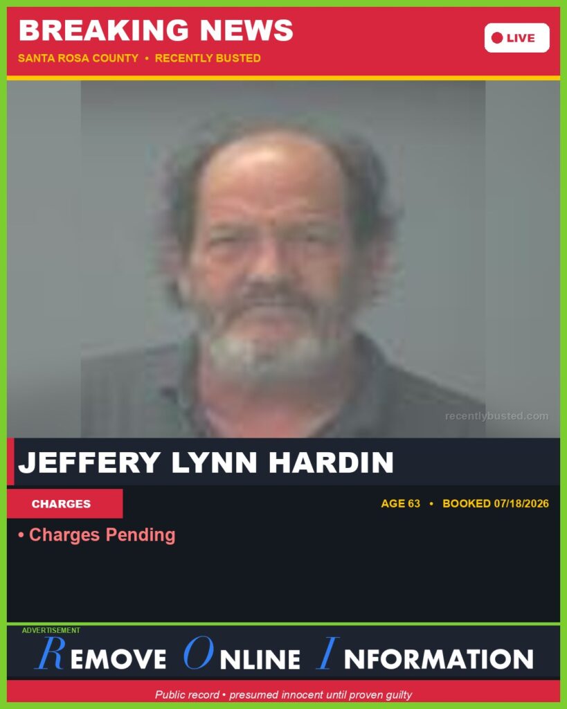 Booking photo of Jeffery Lynn Hardin