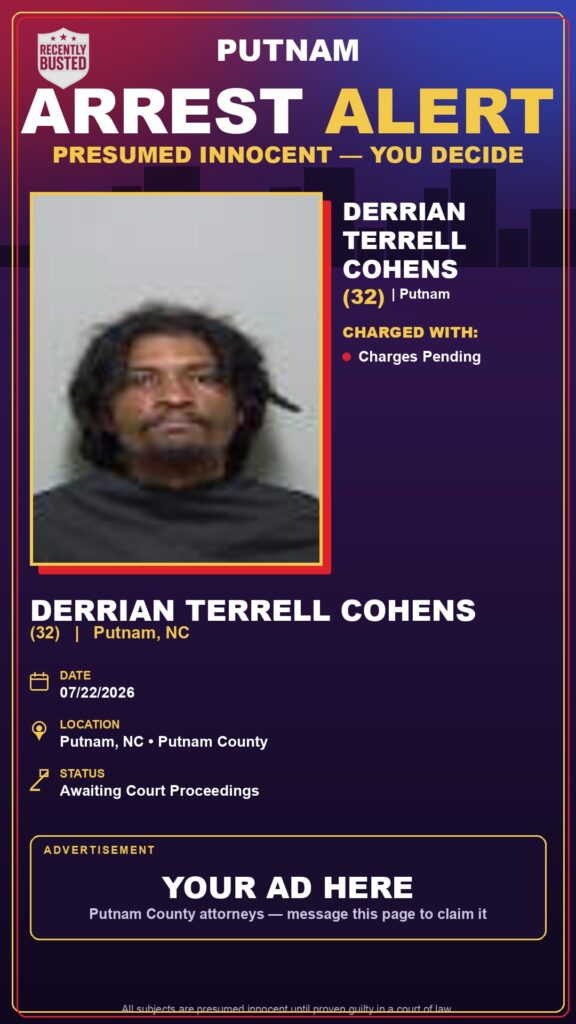Booking photo of Derrian Terrell Cohens