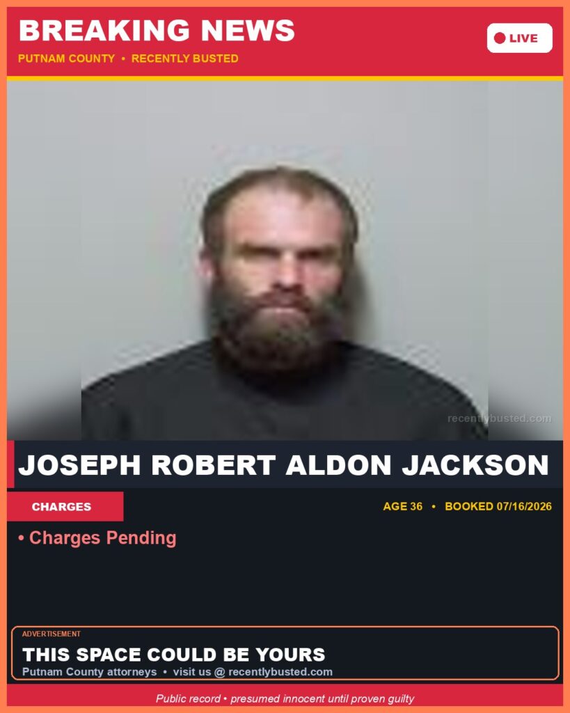 Booking photo of Joseph Robert Aldon Jackson