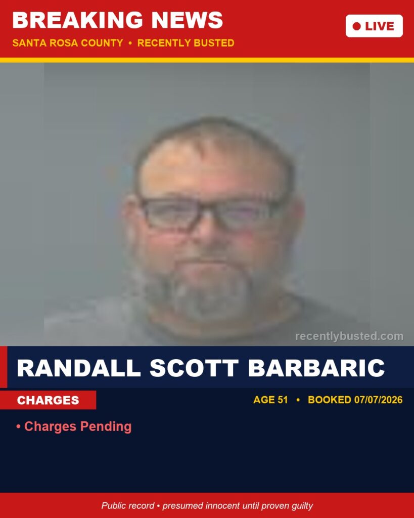 Booking photo of Randall Scott Barbaric