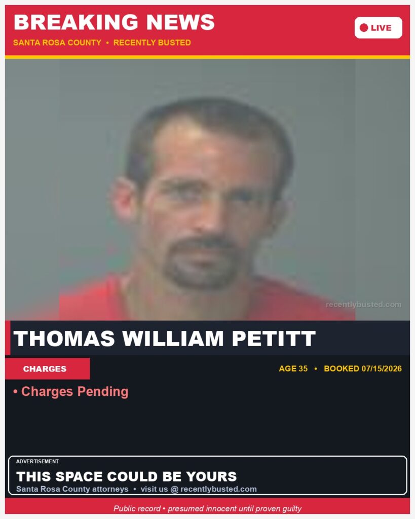 Booking photo of Thomas William Petitt