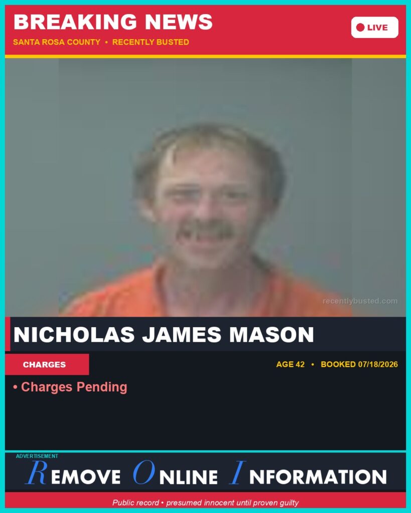 Booking photo of Nicholas James Mason