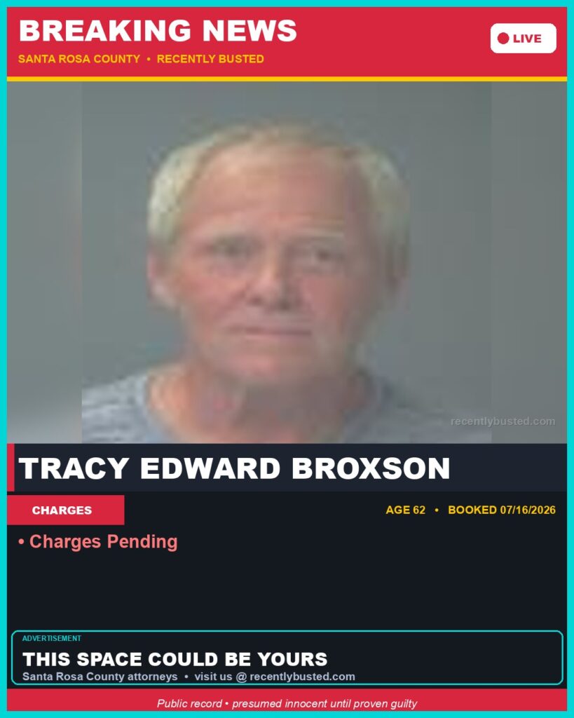 Booking photo of Tracy Edward Broxson