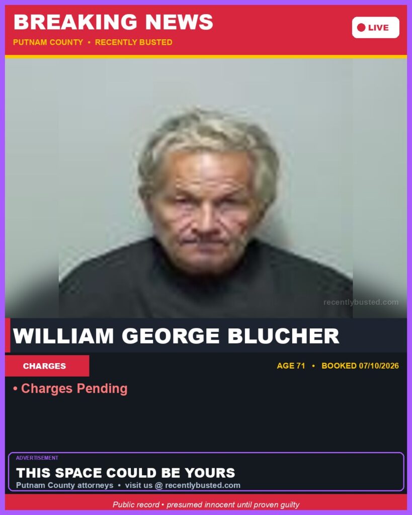 Booking photo of William George Blucher