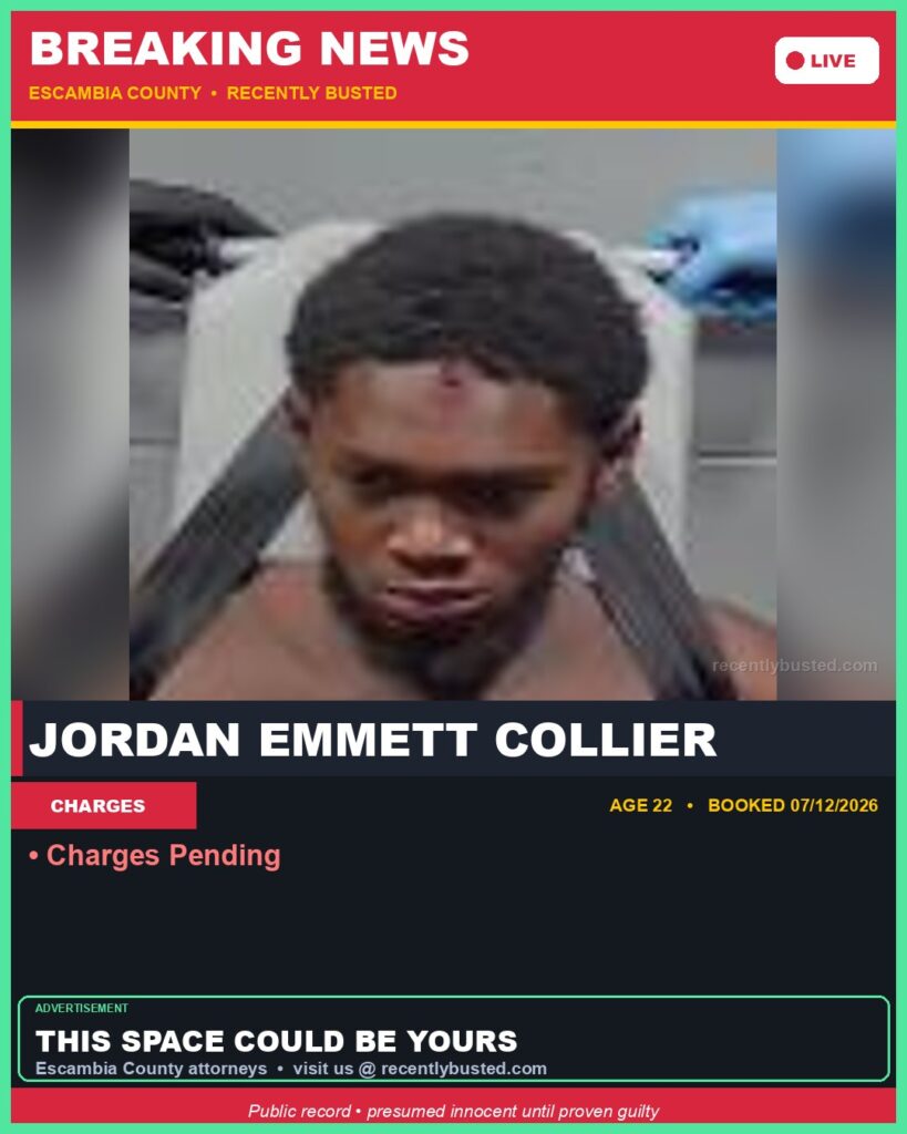 Booking photo of Jordan Emmett Collier