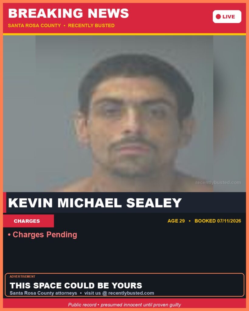 Booking photo of Kevin Michael Sealey