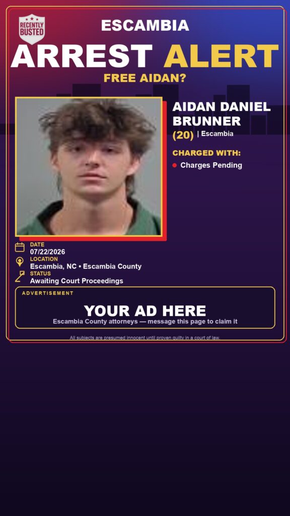 Booking photo of Aidan Daniel Brunner