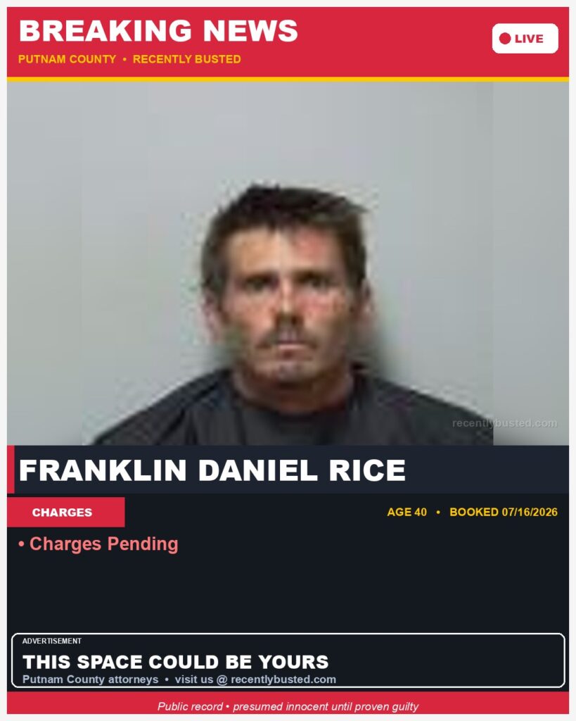 Booking photo of Franklin Daniel Rice