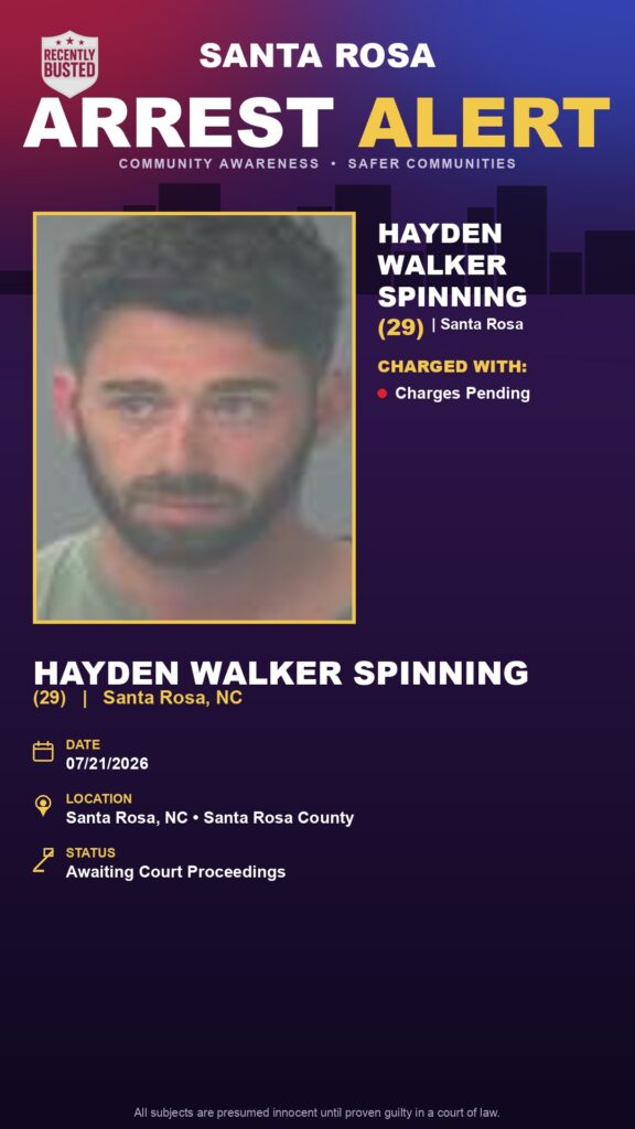 Booking photo of Hayden Walker Spinning