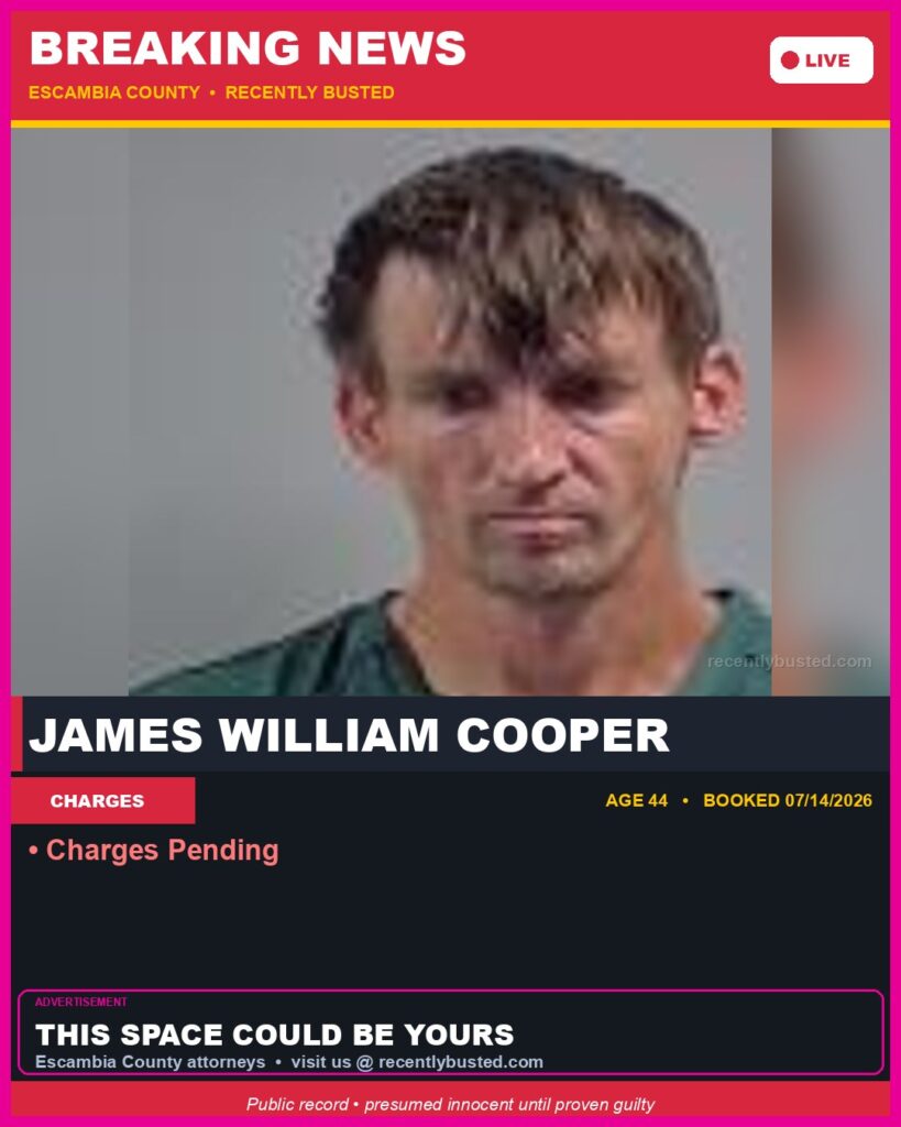 Booking photo of James William Cooper