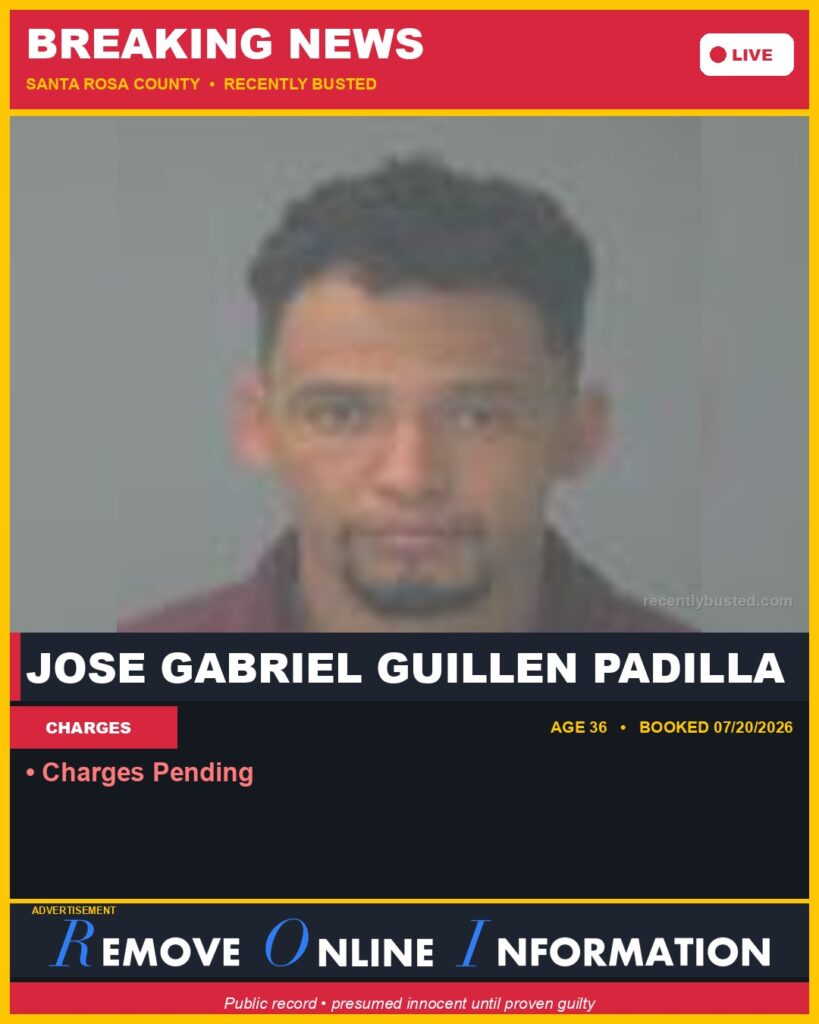 Booking photo of Jose Gabriel Guillen Padilla