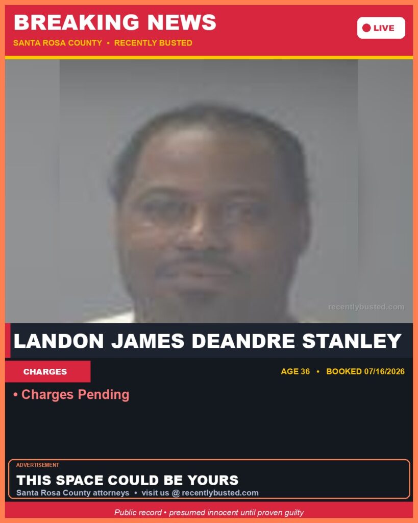 Booking photo of Landon James Deandre Stanley