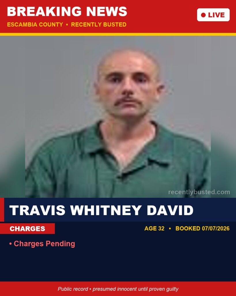 Booking photo of Travis Whitney David