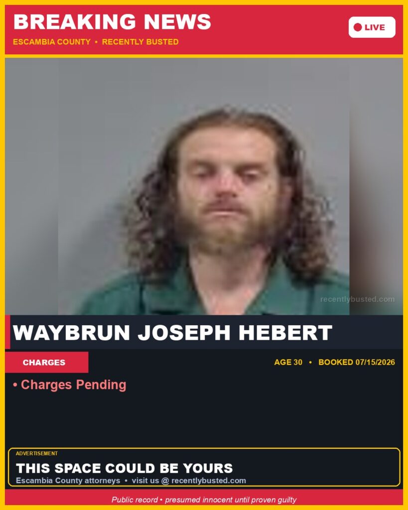 Booking photo of Waybrun Joseph Hebert