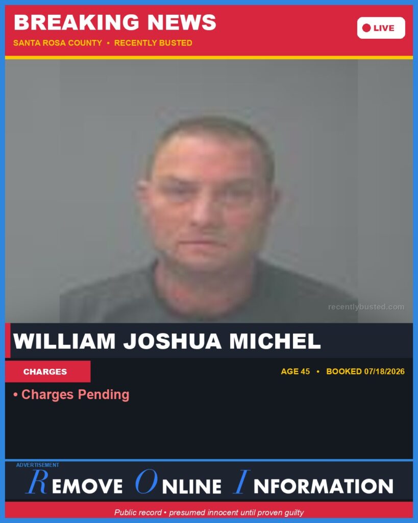 Booking photo of William Joshua Michel