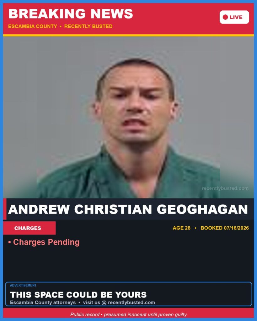 Booking photo of Andrew Christian Geoghagan