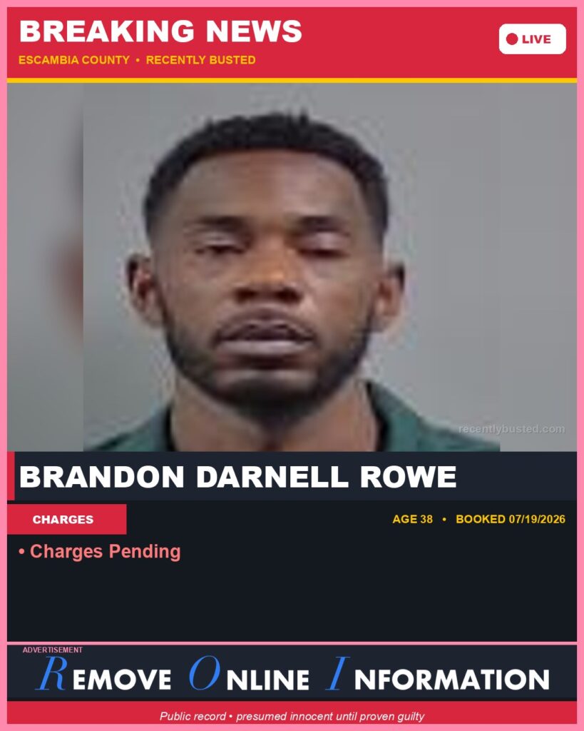 Booking photo of Brandon Darnell Rowe