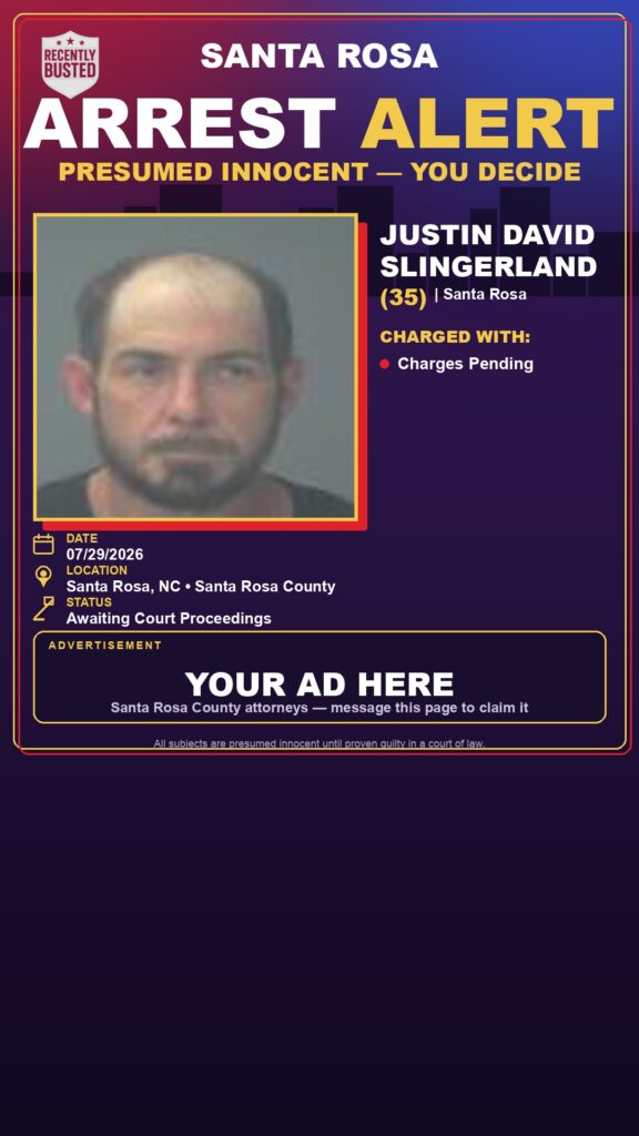 Booking photo of Justin David Slingerland