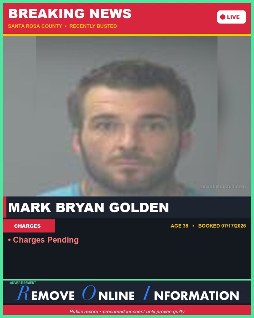 Booking photo of Mark Bryan Golden
