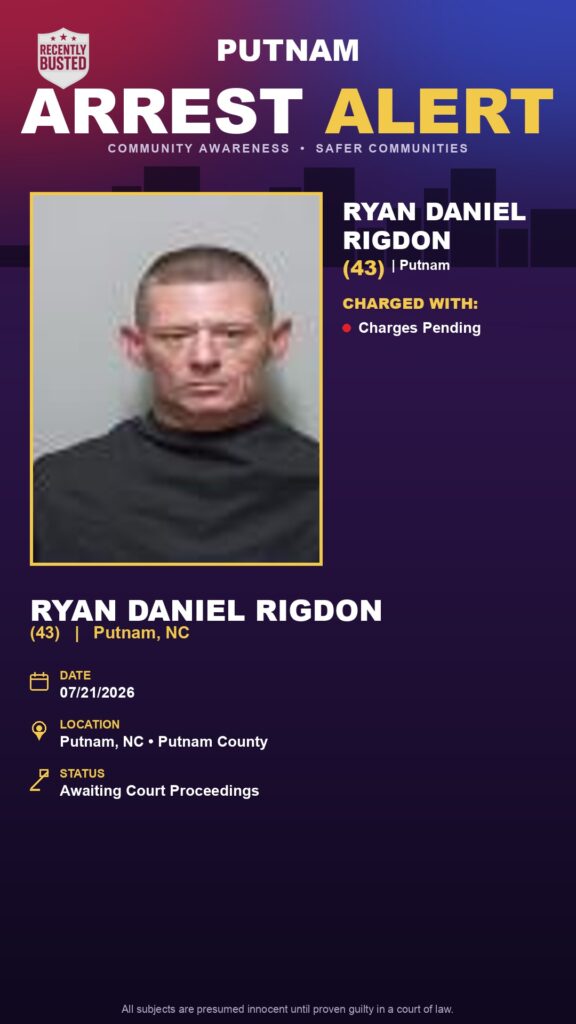 Booking photo of Ryan Daniel Rigdon