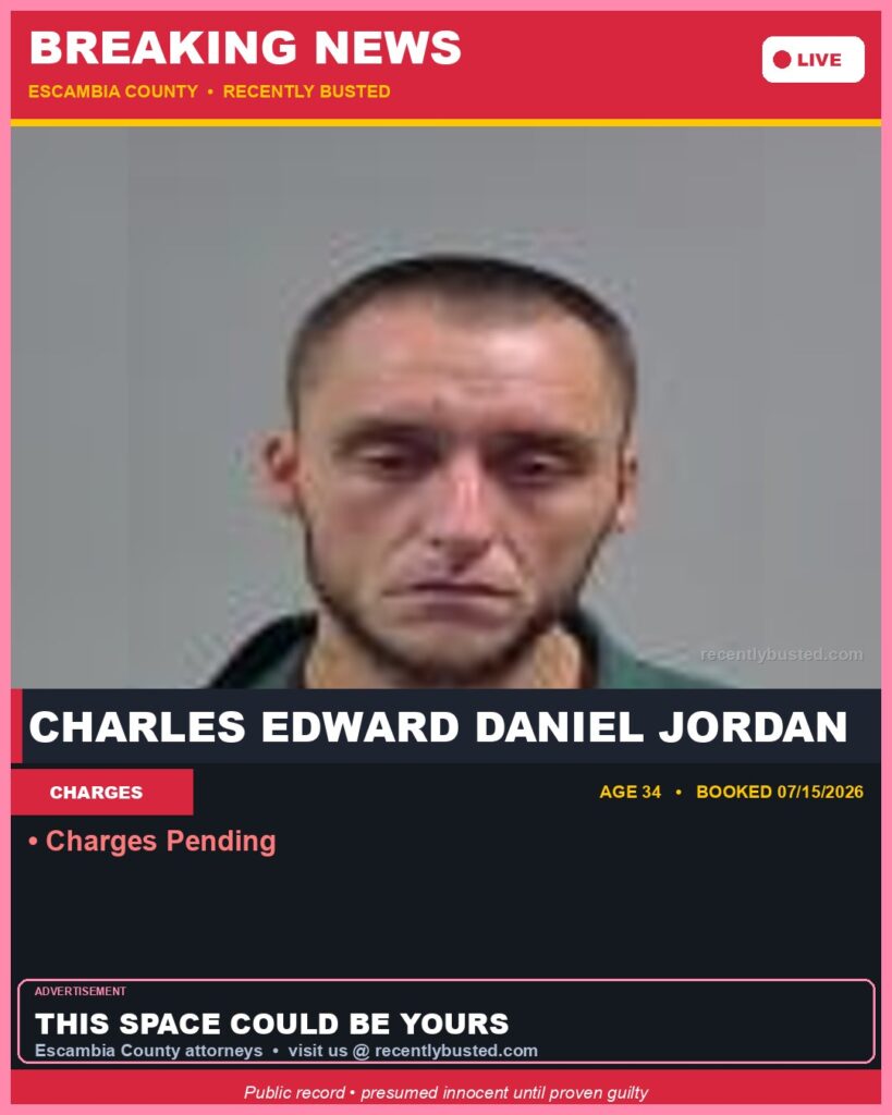 Booking photo of Charles Edward Daniel Jordan
