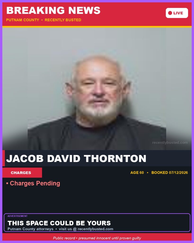 Booking photo of Jacob David Thornton