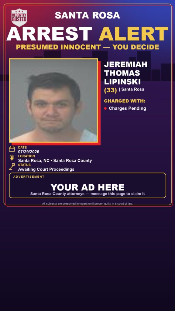 Booking photo of Jeremiah Thomas Lipinski