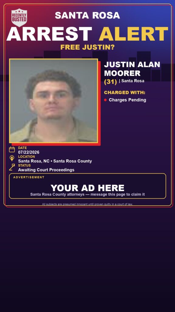 Booking photo of Justin Alan Moorer