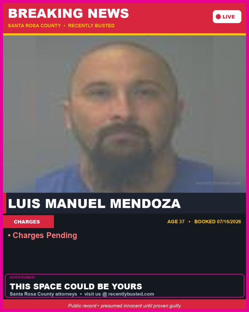 Booking photo of Luis Manuel Mendoza