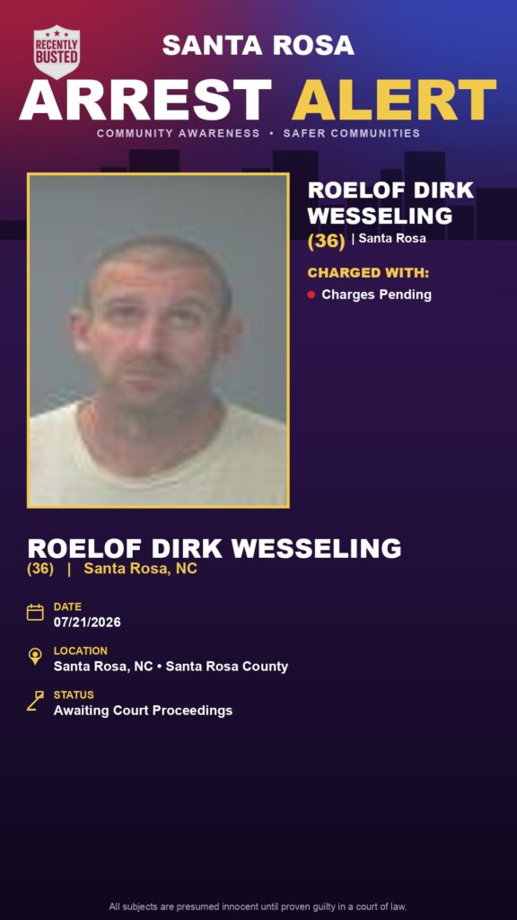 Booking photo of Roelof Dirk Wesseling