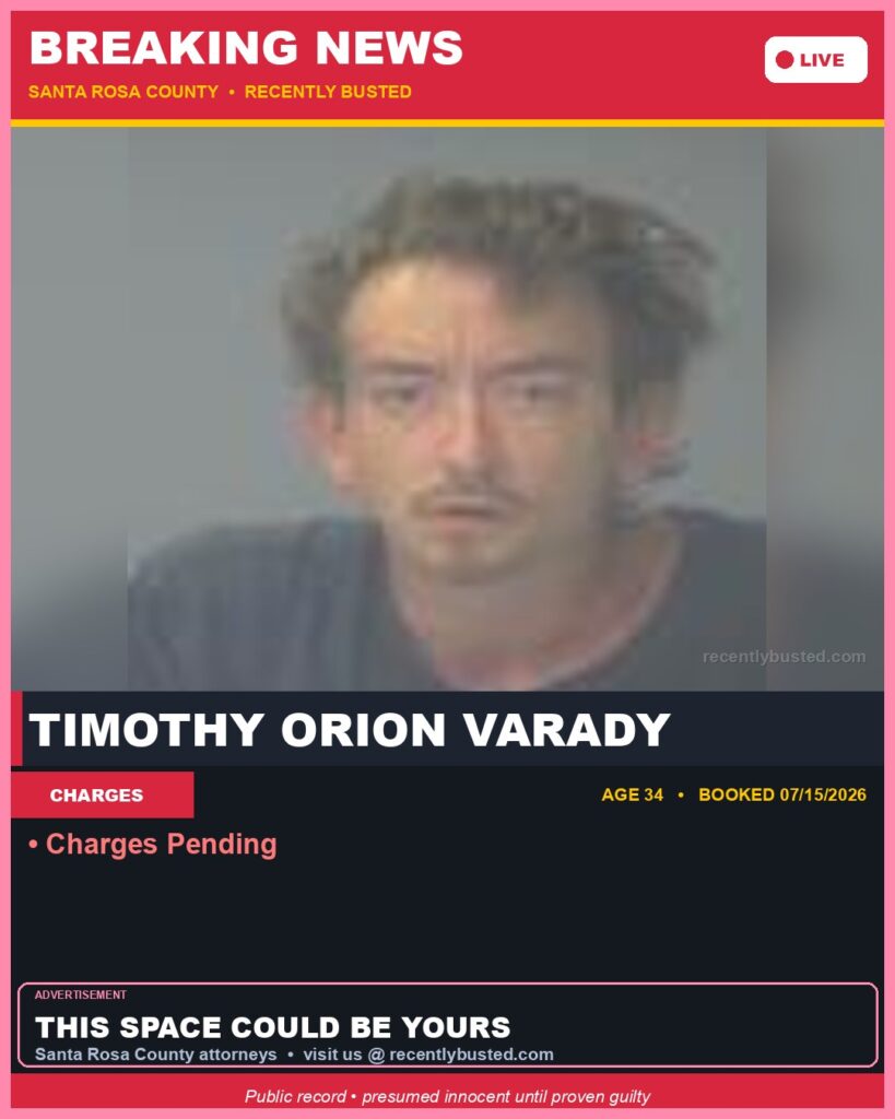 Booking photo of Timothy Orion Varady