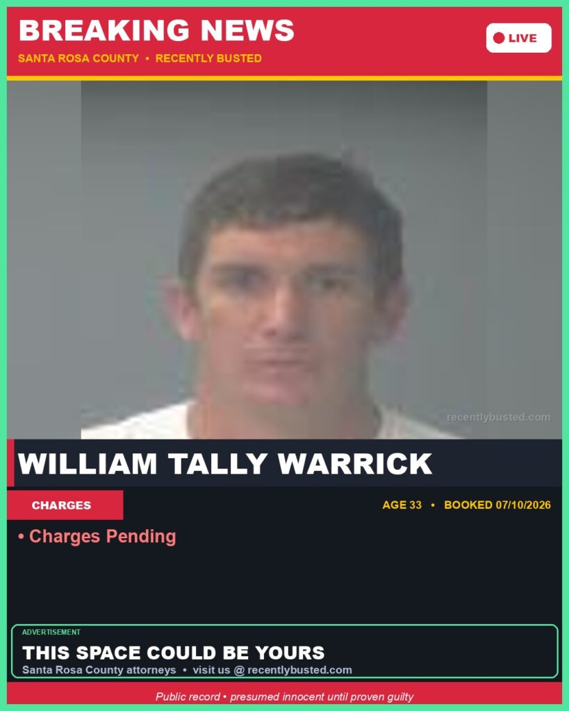 Booking photo of William Tally Warrick
