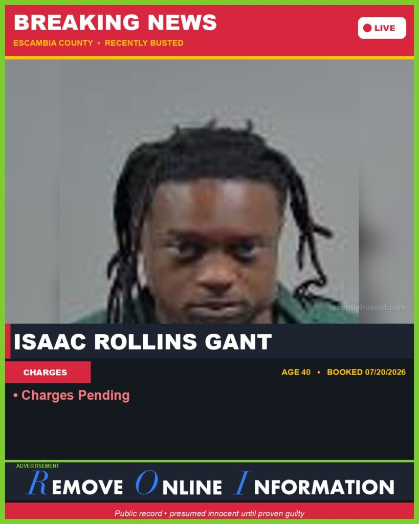 Booking photo of Isaac Rollins Gant