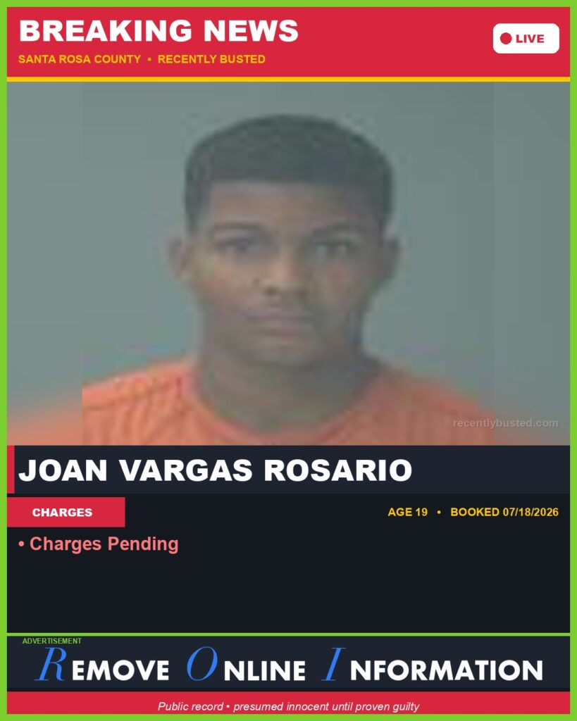 Booking photo of Joan Vargas Rosario