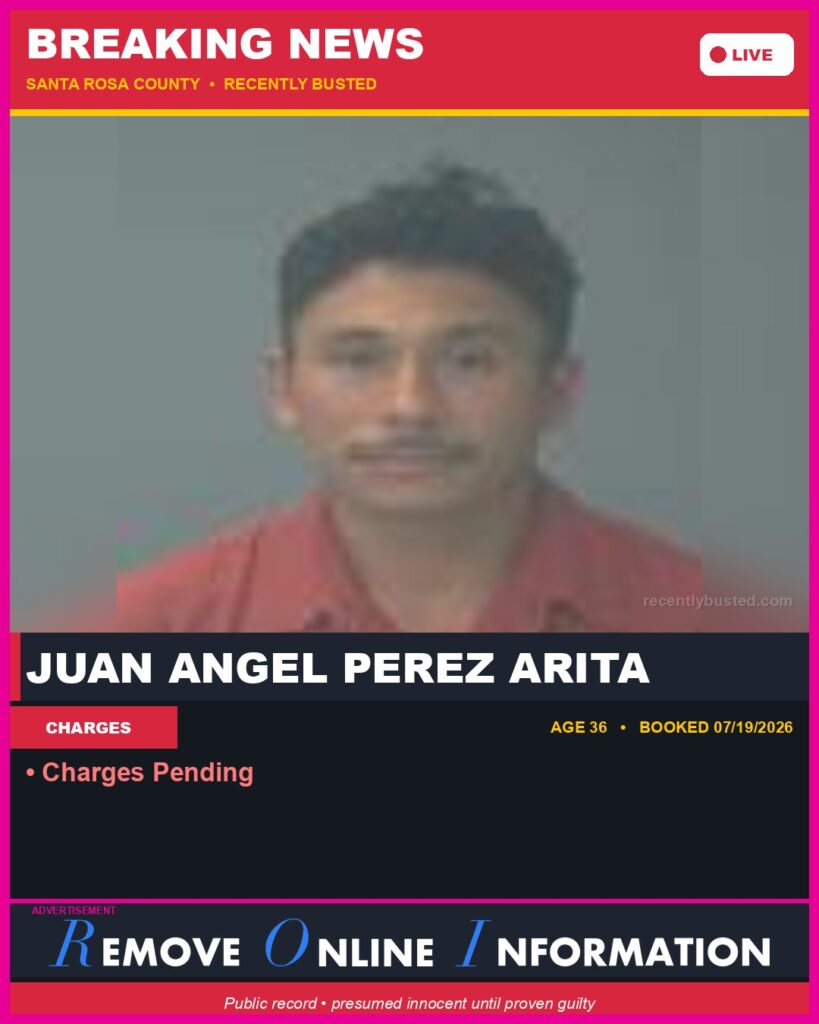 Booking photo of Juan Angel Perez Arita