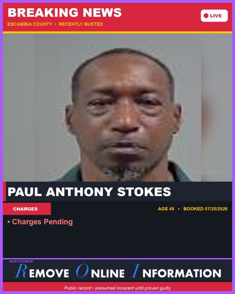 Booking photo of Paul Anthony Stokes
