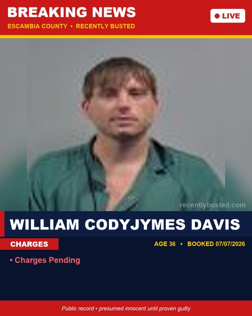 Booking photo of William Codyjymes Davis