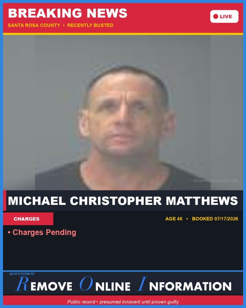 Booking photo of Michael Christopher Matthews