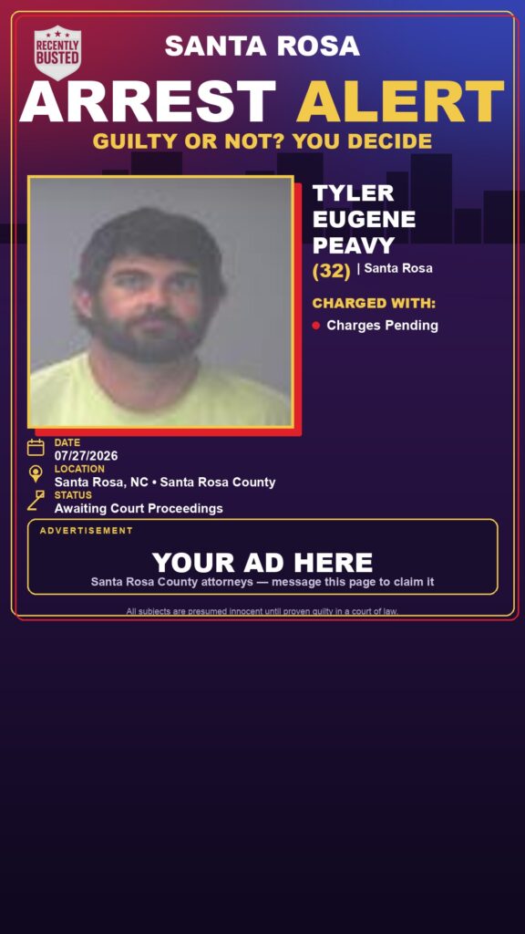 Booking photo of Tyler Eugene Peavy