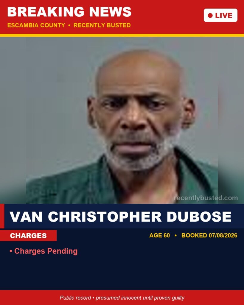 Booking photo of Van Christopher Dubose