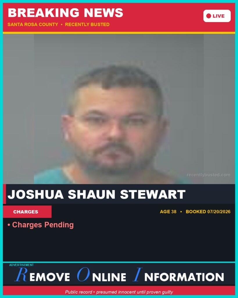 Booking photo of Joshua Shaun Stewart