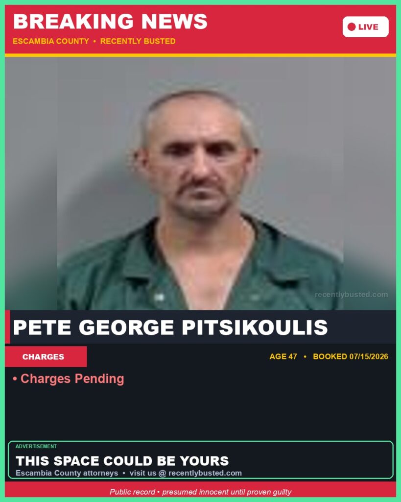 Booking photo of Pete George Pitsikoulis