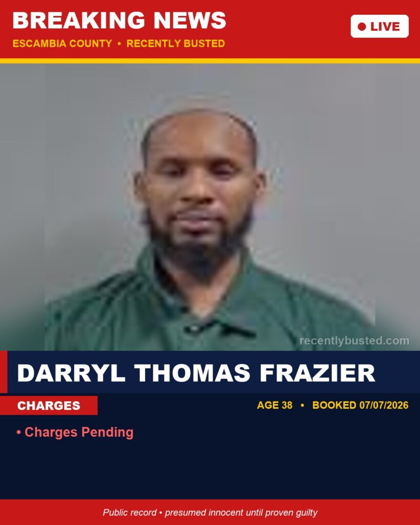 Booking photo of Darryl Thomas Frazier