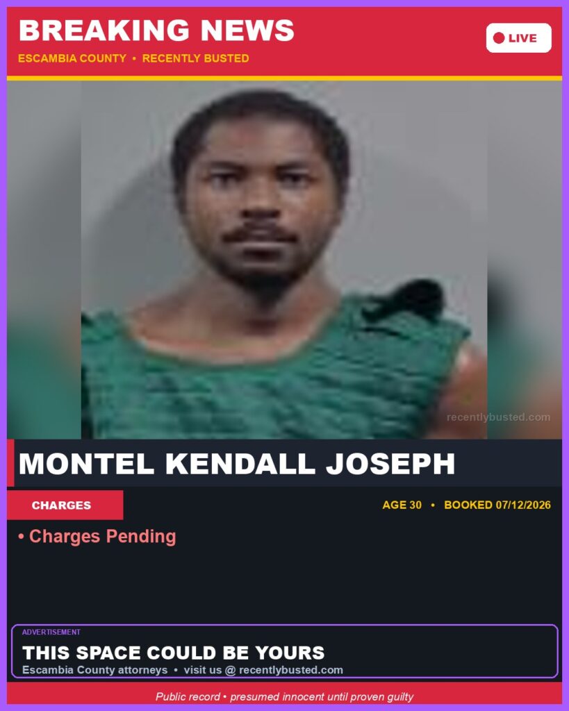 Booking photo of Montel Kendall Joseph