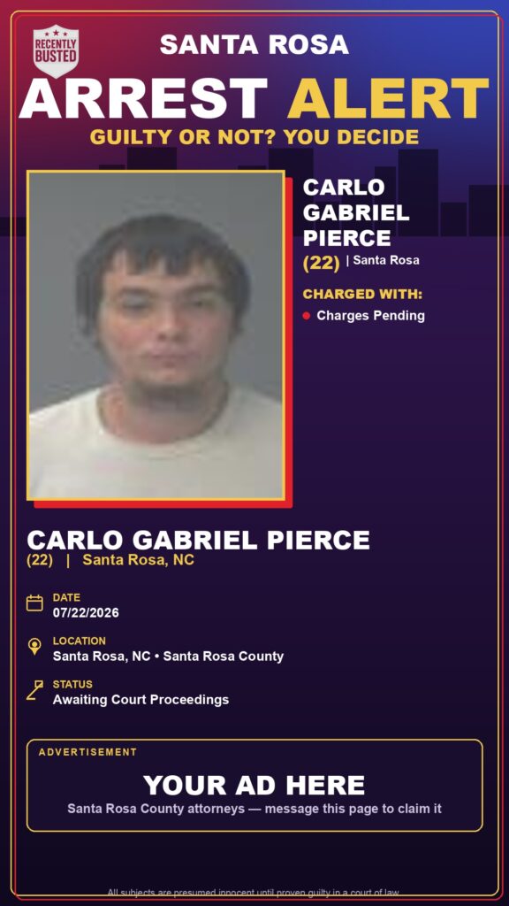 Booking photo of Carlo Gabriel Pierce