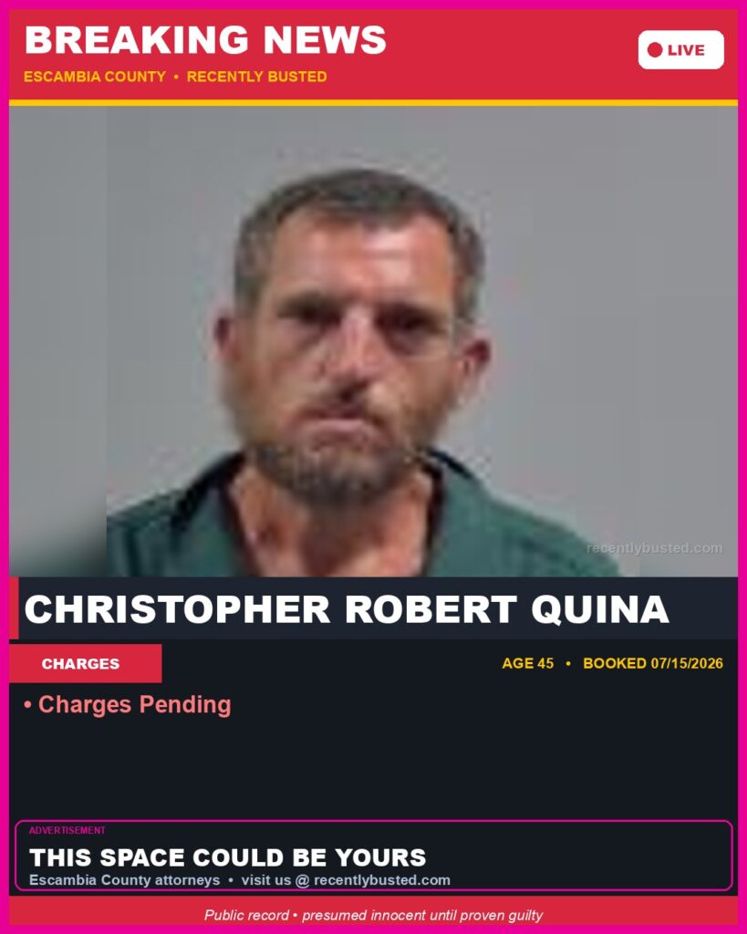 Booking photo of Christopher Robert Quina