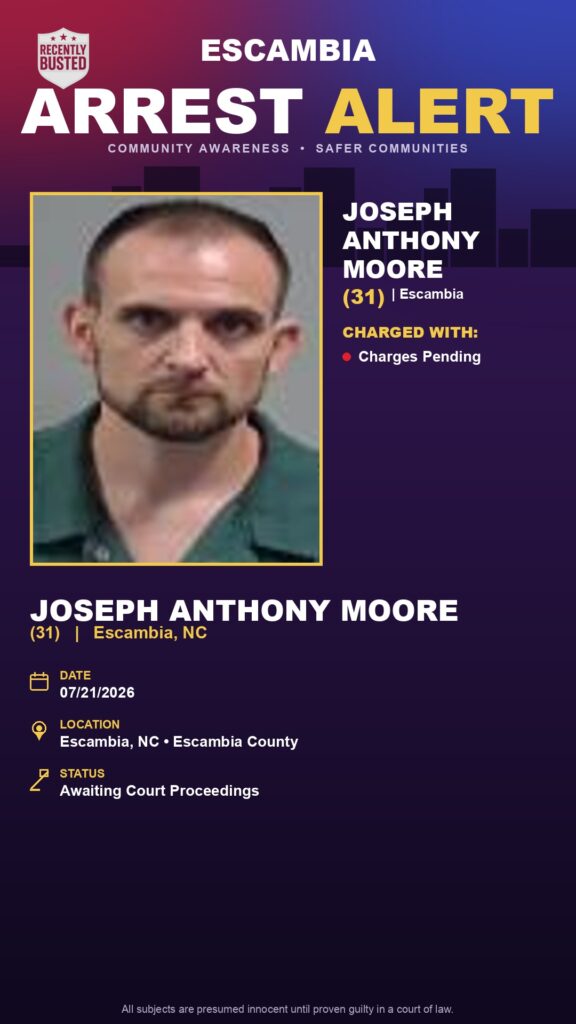 Booking photo of Joseph Anthony Moore