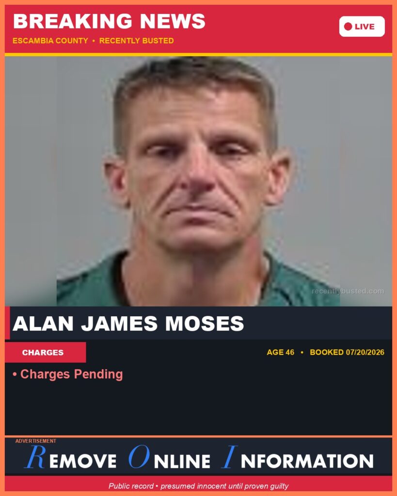 Booking photo of Alan James Moses