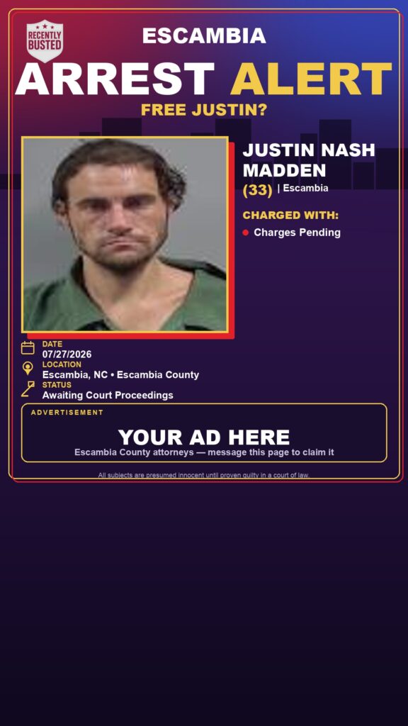 Booking photo of Justin Nash Madden