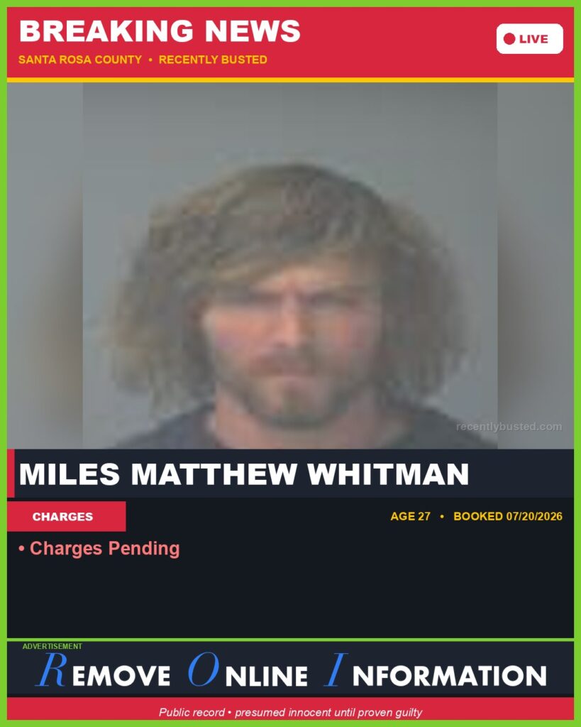 Booking photo of Miles Matthew Whitman